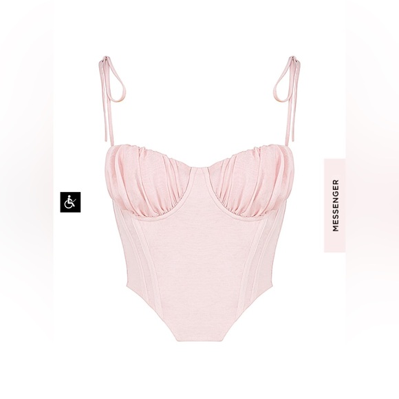 House of Cb     WILLOW
BABY PINK CHIFFON GATHERED BUST CROPPED CORSET - - Picture 6 of 13